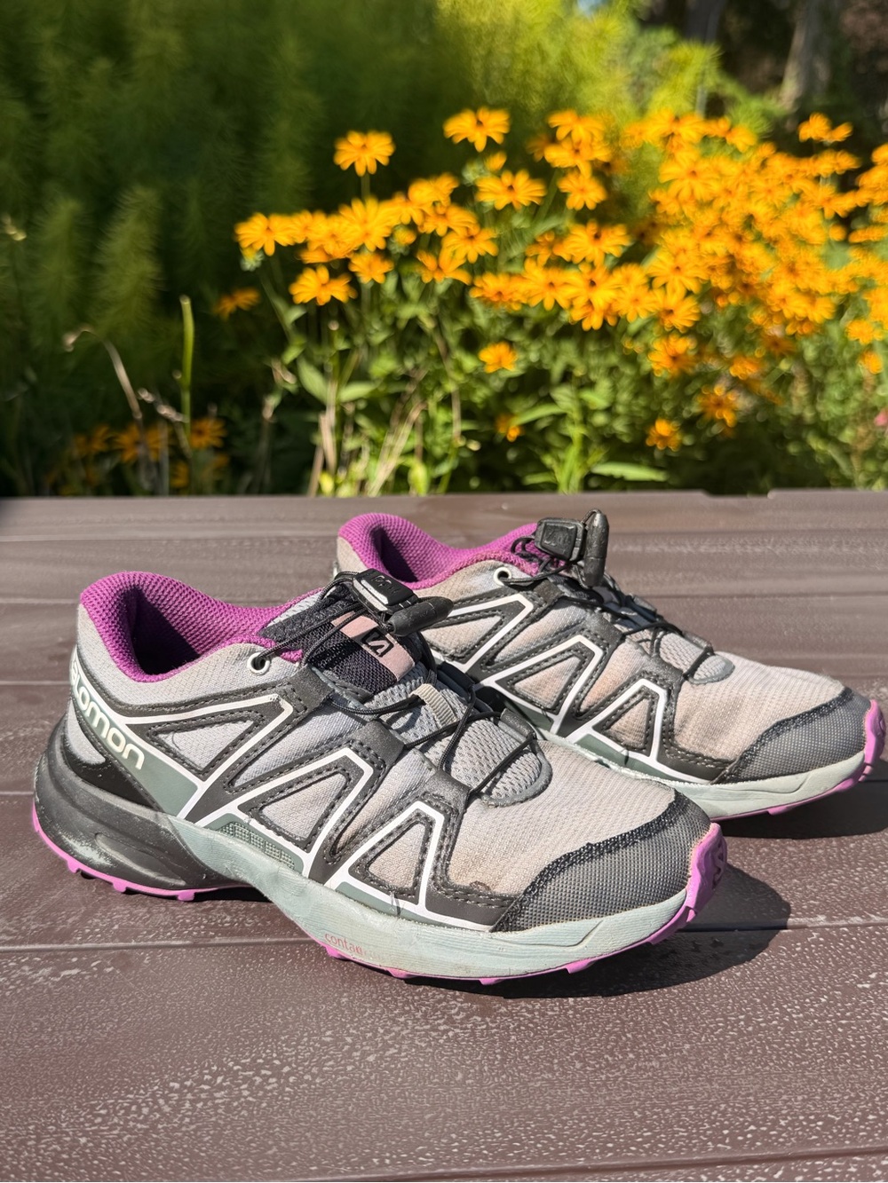 Salomon Girls Grey & Pink Trail Running/Hiking Shoes